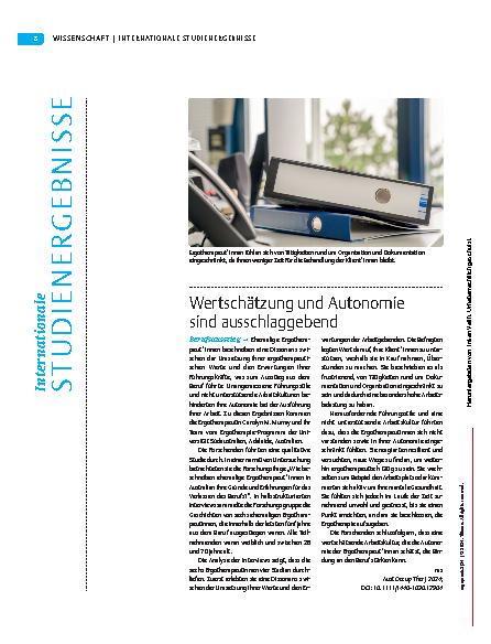 Vorschauseite 1: Wertschätzung und Autonomie sind ausschlaggebend.
