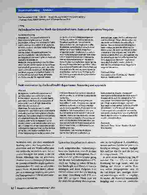 Vorschauseite 3: Aufsuchendes Impfen durch das Gesundheitsamt: Rationales und operatives Vorgehen.