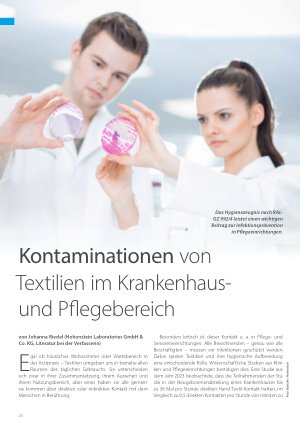Vorschauseite 1: Kontaminationen von Textilien im Krankenhausund Pflegebereich
