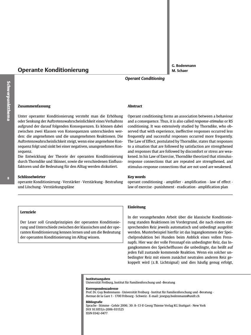 Vorschauseite 1: Operante Konditionierung