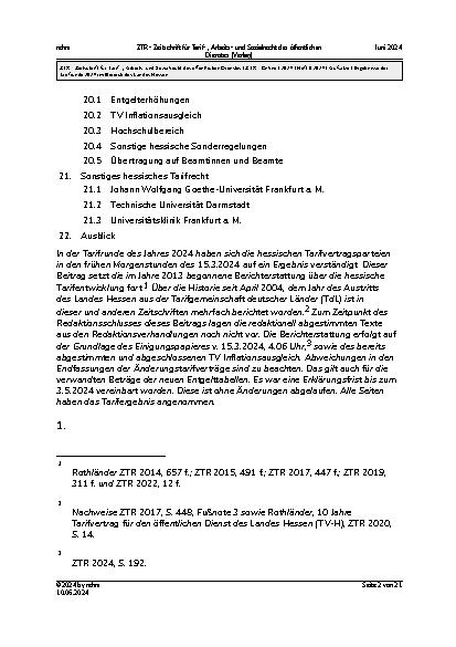 Vorschauseite 2: Ergebnisse der Tarifrunde 2024 im Bereich des Landes Hessen