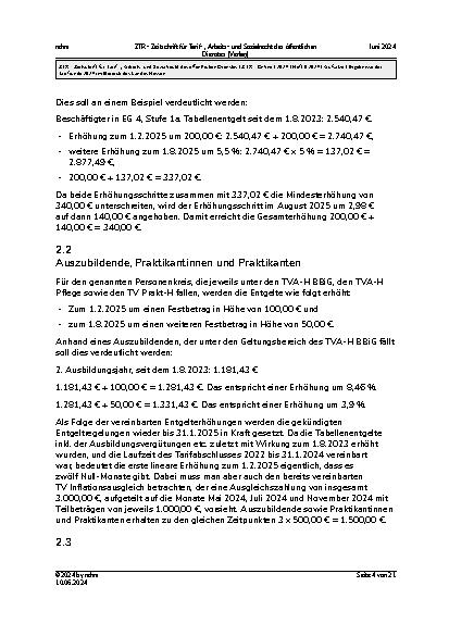 Vorschauseite 4: Ergebnisse der Tarifrunde 2024 im Bereich des Landes Hessen