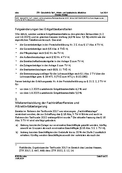 Vorschauseite 5: Ergebnisse der Tarifrunde 2024 im Bereich des Landes Hessen