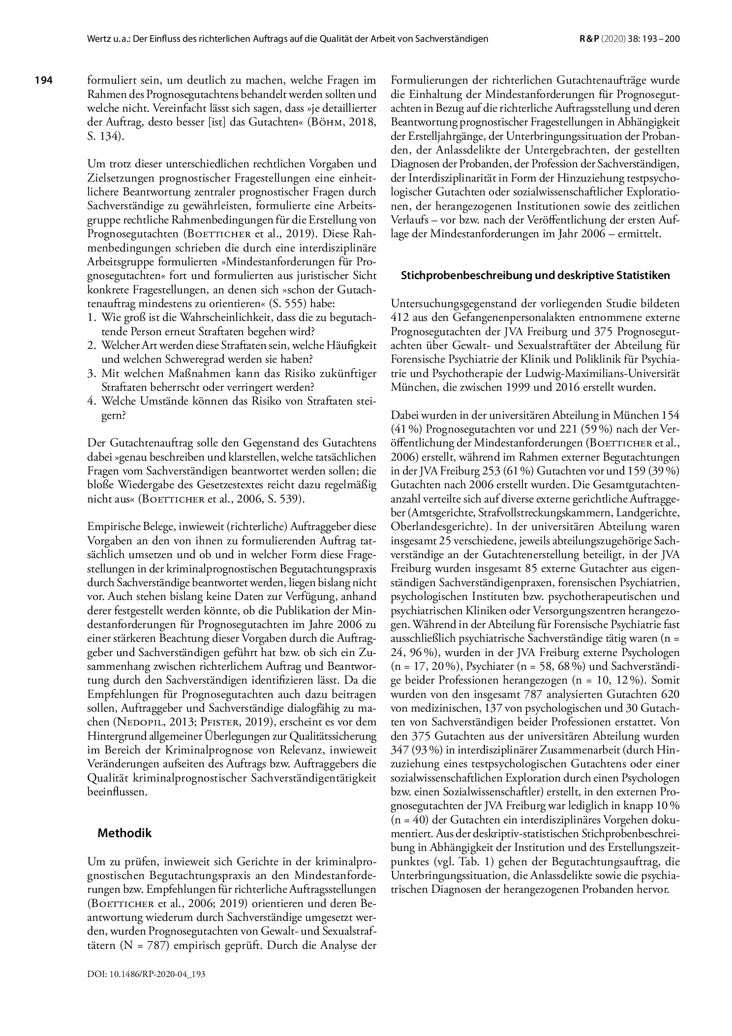 Vorschauseite 2: Der Einfluss des richterlichen Auftrags auf die Qualität der Arbeit von Sachverständigen im Rahmen der Prognosebegutachtung