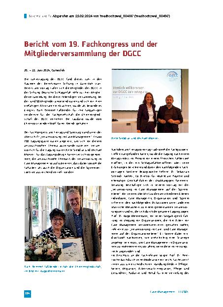 Vorschauseite 1: Bericht vom 19. Fachkongress und der Mitgliederversammlung der DGCC