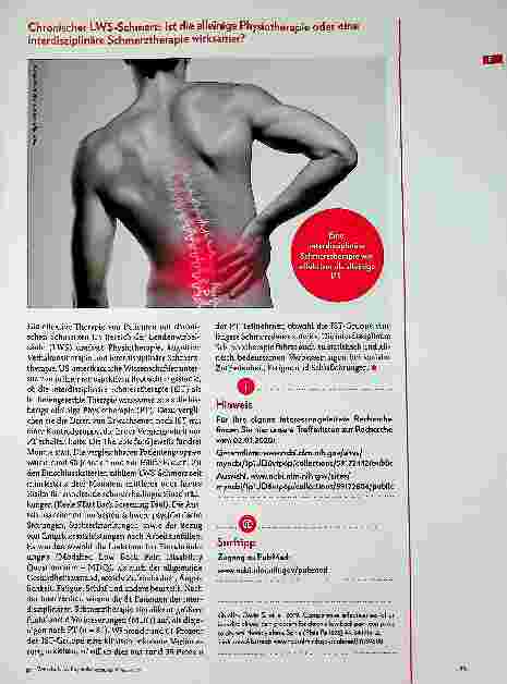 Vorschauseite 1: Chronischer LWS-Schmerz: Ist die alleinige Physiotherapie oder eine interdisziplinäre Schmerztherapie wirksamer?