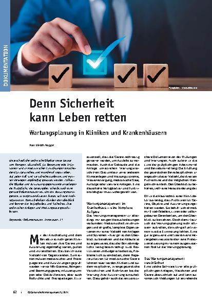 Vorschauseite 1: Denn Sicherheit kann Leben retten: Wartungsplanung in Kliniken und Krankenhäusern