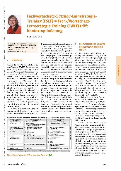 Vorschauseite 1: Fachwortschatz-Satzbau-Lernstrategie Training (FSLT) = Fach-/Wortschatz-Lernstrategie-Training (FWLT) trifft Kontextoptimierung