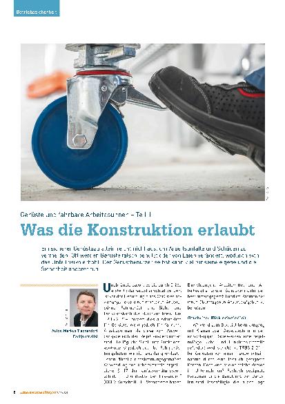 Vorschauseite 1: Gerüste und fahrbare Arbeitsbühnen – Teil 1: Was die Konstruktion erlaubt