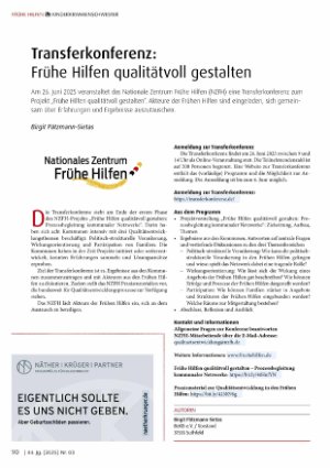 Vorschauseite 1: Transferkonferenz: Frühe Hilfen qualitätvoll gestalten