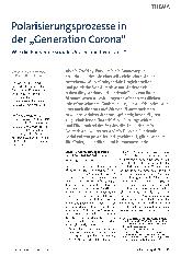 Vorschauseite 1: Polarisierungsprozesse in der „Generation Corona“ Wie die Pandemie soziale Ungleichheit verstärkt