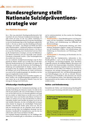 Vorschauseite 1: Bundesregierung stellt Nationale Suizidpräventionsstrategie vor