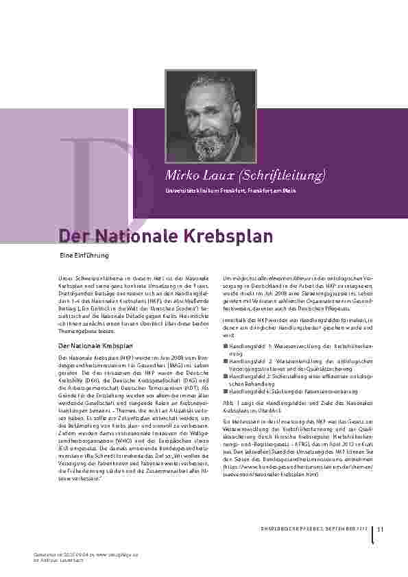 Vorschauseite 1: Der Nationale Krebsplan