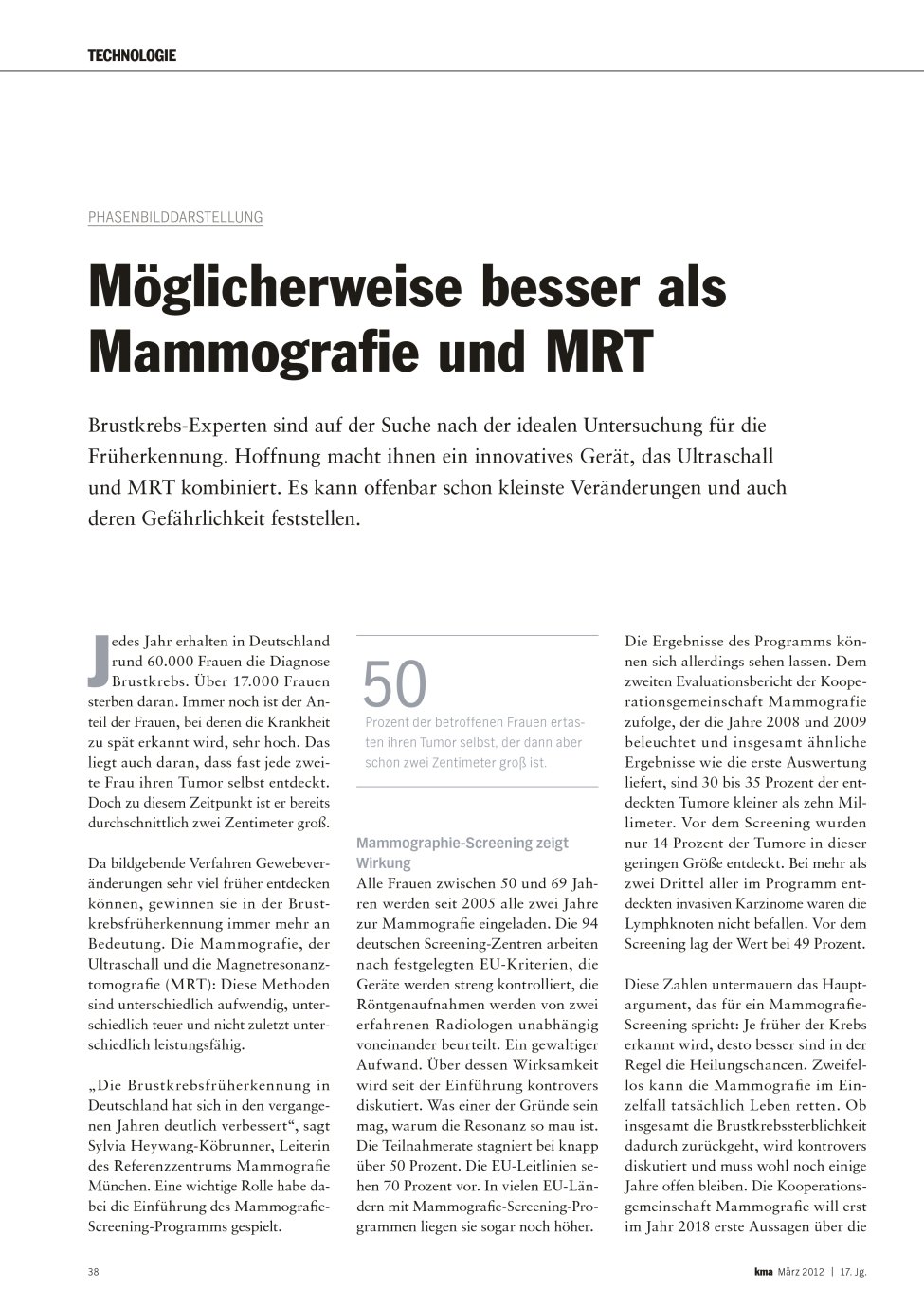 Vorschauseite 1: Möglicherweise besser als Mammografie und MRT