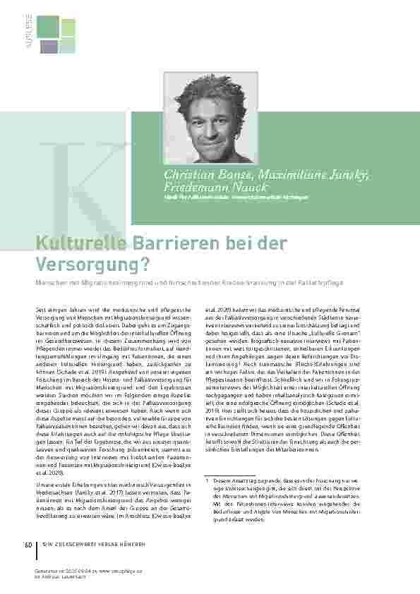 Vorschauseite 1: Kulturelle Barrieren bei der Versorgung?