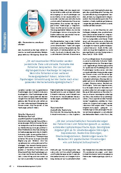 Vorschauseite 2: Digitale Therapien in der Psychiatrie: Krankenkasse und E-Health-Anbieter starten Projekt für die Kliniknachsorge.