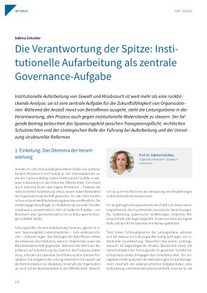 Vorschauseite 1: Die Verantwortung der Spitze: Institutionelle Aufarbeitung als zentrale Governance-Aufgabe
