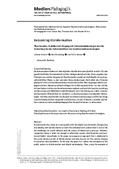 Vorschauseite 1: Debunking Desinformation: Über kreative Praktiken im Umgang mit Datenvisualisierungen und die Bedeutung für die Dekonstruktion von Desinformationsstrategien