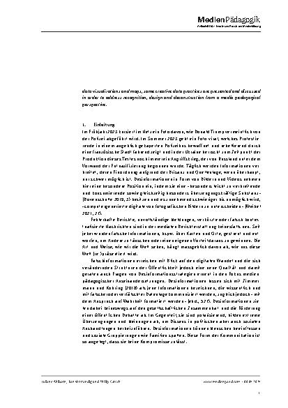 Vorschauseite 2: Debunking Desinformation: Über kreative Praktiken im Umgang mit Datenvisualisierungen und die Bedeutung für die Dekonstruktion von Desinformationsstrategien