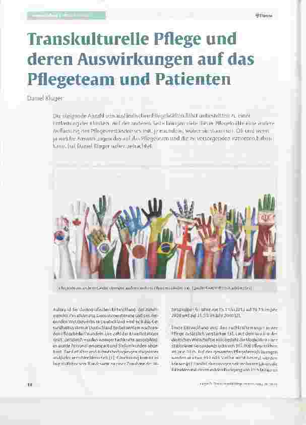 Vorschauseite 1: Transkulturelle Pflege und deren Auswirkungen auf das Pflegeteam und Patienten