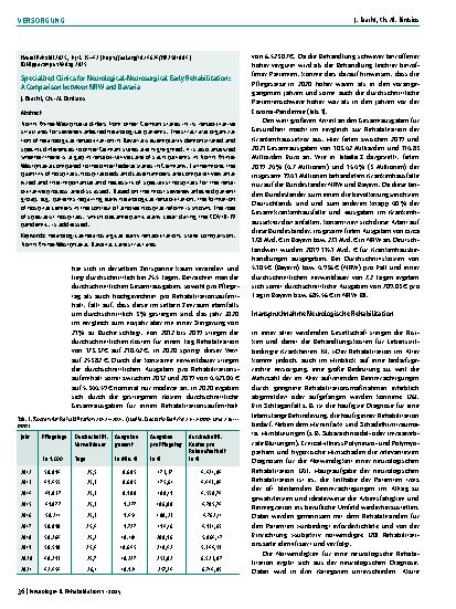 Vorschauseite 2: Fachkliniken der Neurologisch-Neurochirurgischen Frührehabilitation: Ein Vergleich zwischen NRW und Bayern
