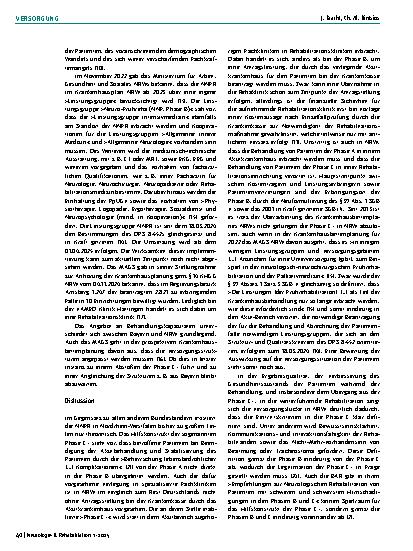 Vorschauseite 6: Fachkliniken der Neurologisch-Neurochirurgischen Frührehabilitation: Ein Vergleich zwischen NRW und Bayern