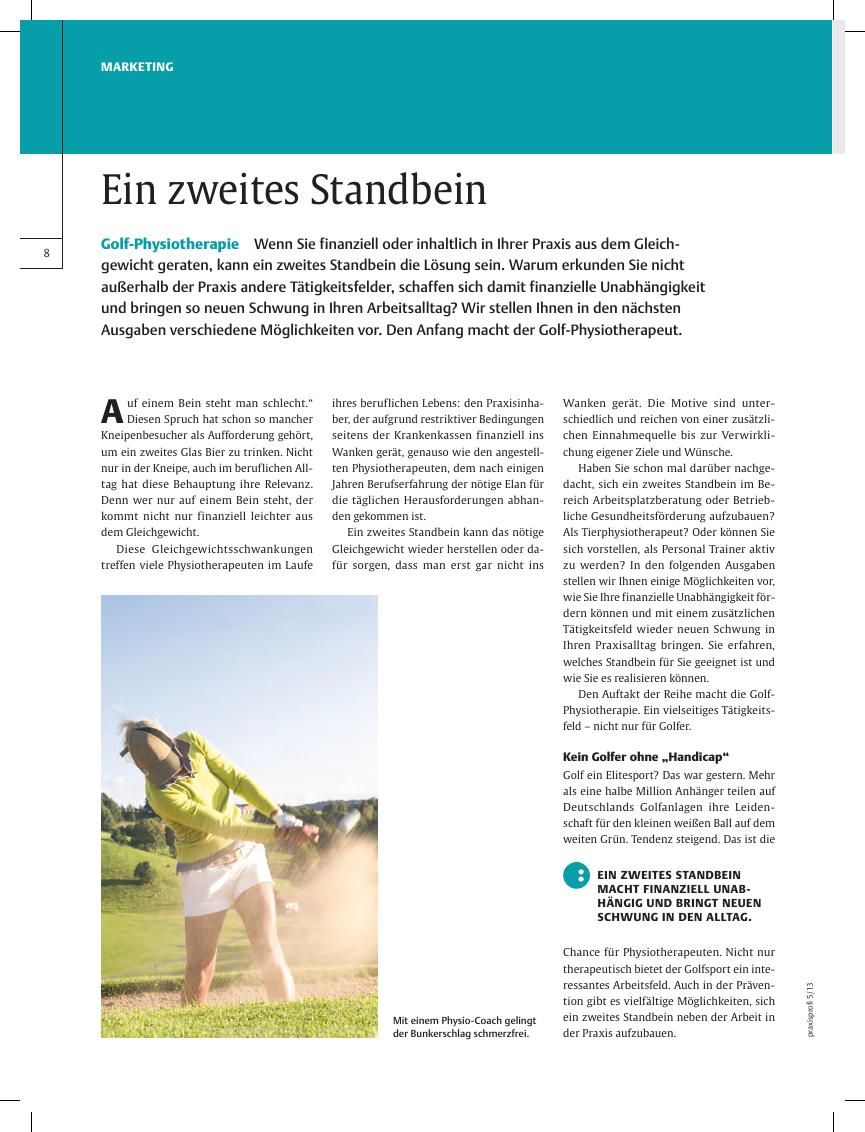 Vorschauseite 1: Golf-Physiotherapie – Ein zweites Standbein