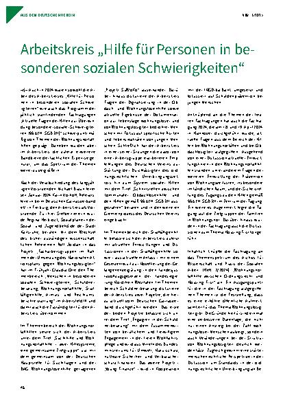 Vorschauseite 1: Arbeitskreis „Hilfe für Personen in besonderen sozialen Schwierigkeiten“