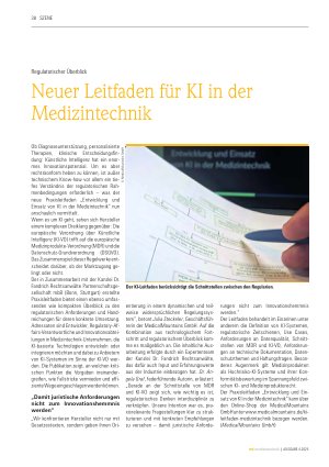 Vorschauseite 1: Neuer Leitfaden für KI in der Medizintechnik