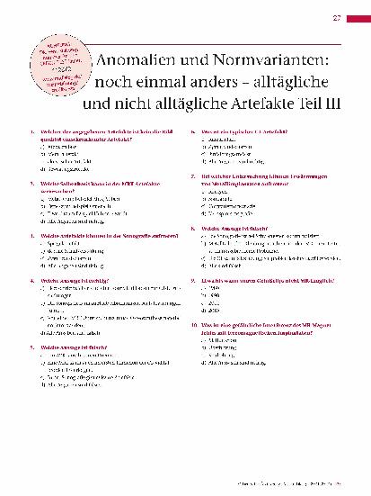 Vorschauseite 6: Anomalien und Normvarianten: noch einmal anders – alltägliche und nicht alltägliche Artefakte (Teil III)
