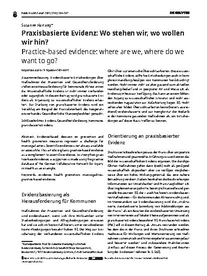 Vorschauseite 1: Praxisbasierte Evidenz: Wo stehen wir, wo wollen wir hin?