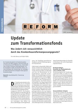 Vorschauseite 1: Update zum Transformationsfonds Was ändert sich voraussichtlich durch das Krankenhausreformanpassungsgesetz?