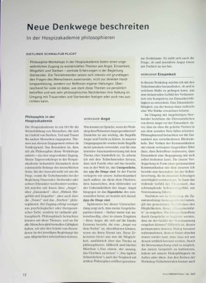 Vorschauseite 1: Neue Denkwege beschreiten In der Hospizakademie philosophieren