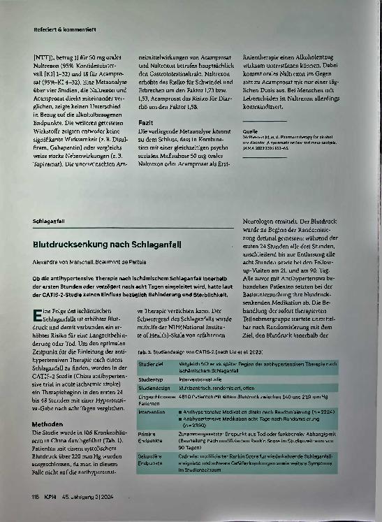 Vorschauseite 1: Blutdrucksenkung nach Schlaganfall