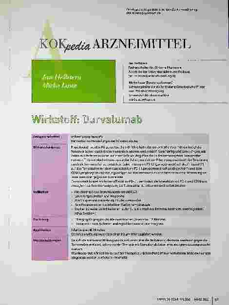 Vorschauseite 1: Wirkstoff Durvalumab Fertigarzneimittel