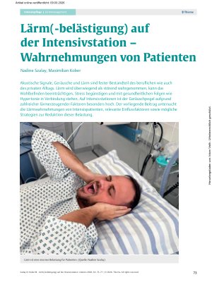 Vorschauseite 1: Lärm(-belästigung) auf der Intensivstation – Wahrnehmungen von Patienten