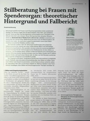 Vorschauseite 1: Stillberatung bei Frauen mit Spenderorgan: theoretischer Hintergrund und Fallbericht