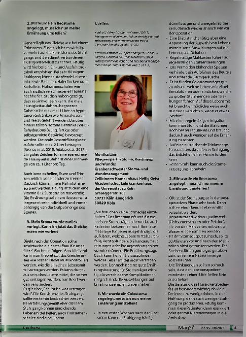 Vorschauseite 2: Beratung von Patienten mit Enterostoma und nach dessen Rückverlagerung zum Thema Ernährung - vier Erfahrungsberichte