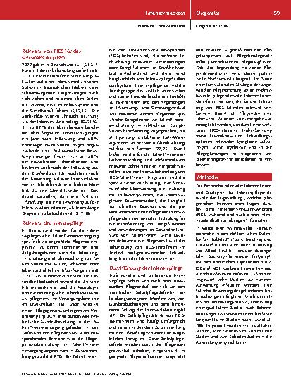 Vorschauseite 3: Post-Intensive-Care-Syndrom als pflegesensitiver Faktor intensivpflegerischer Versorgung