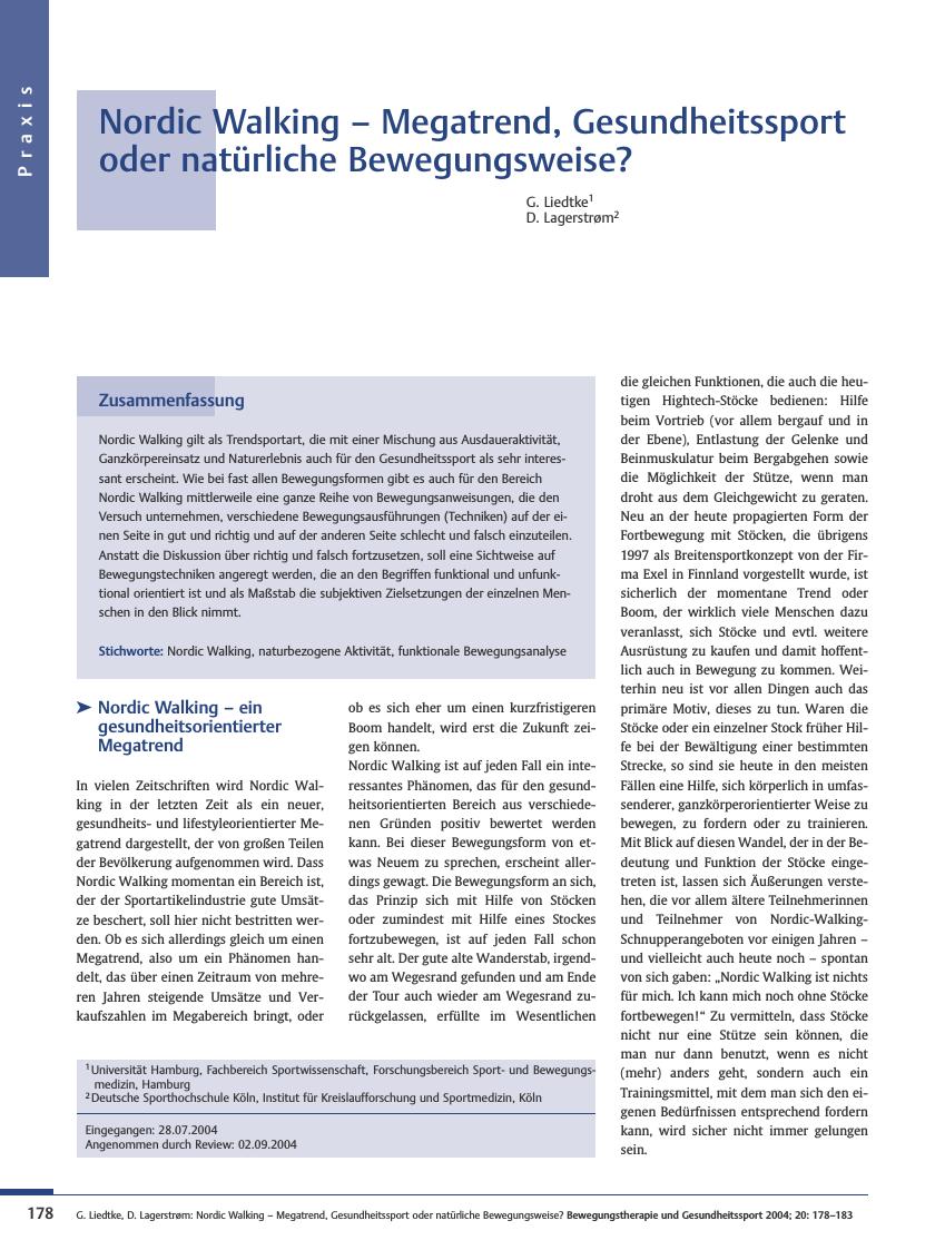 Vorschauseite 1: Nordic Walking - Megatrend, Gesundheitssport oder natürliche Bewegungsweise?