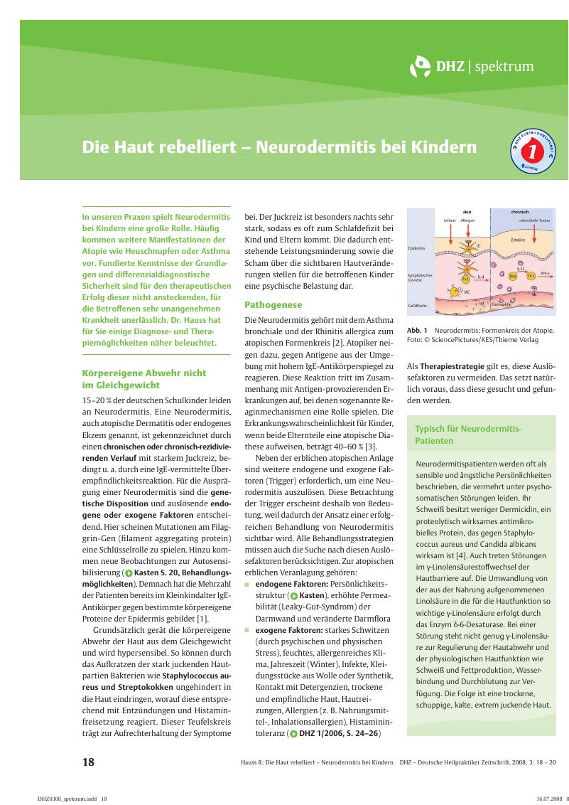 Vorschauseite 1: Die Haut rebelliert – Neurodermitis bei Kindern