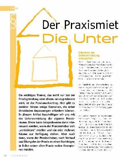 Vorschauseite 1: Der Praxismietvertrag: Die Untervermietung