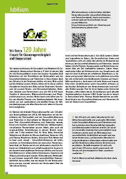 Vorschauseite 1: Wir feiern 120 Jahre Einsatz für Chancengerechtigkeit und Kooperation!