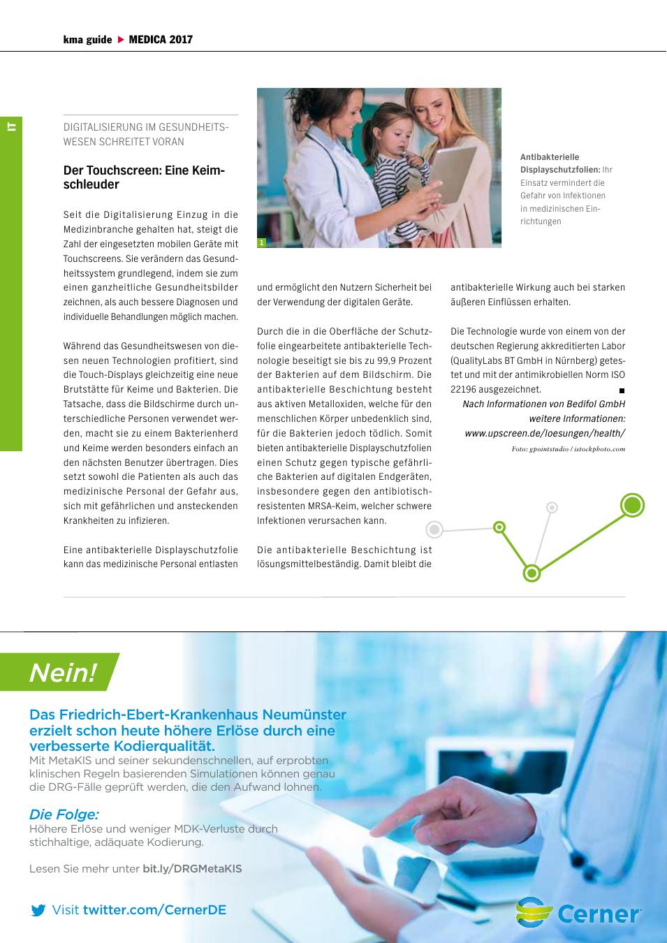 Vorschauseite 1: Digitalisierung im Gesundheitswesen schreitet voran: Der Touchscreen: Eine Keimschleuder