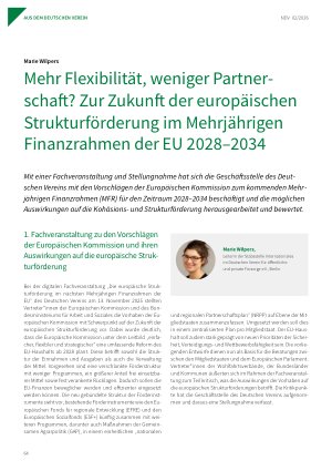 Vorschauseite 1: Mehr Flexibilität, weniger Partnerschaft? Zur Zukunft der europäischen Strukturförderung im Mehrjährigen Finanzrahmen der EU 2028 – 2034