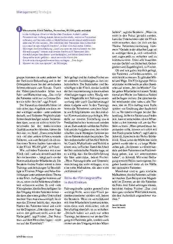 Vorschauseite 3: Patientenzufriedenheit: Mehr bieten als nur gute Medizin