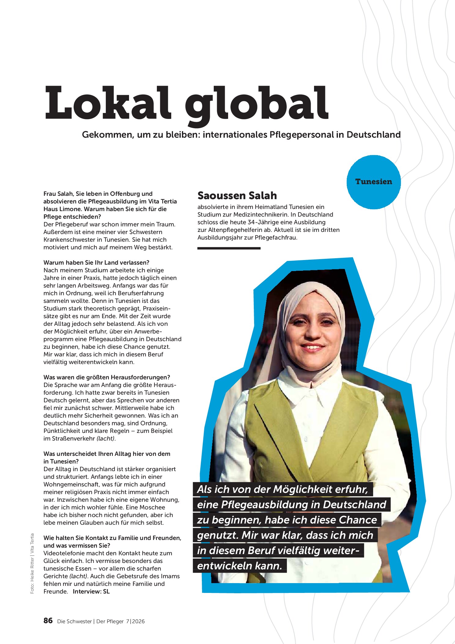 Vorschauseite 1: Lokal global – Gekommen, um zu bleiben: Internationales Pflegepersonal in Deutschland