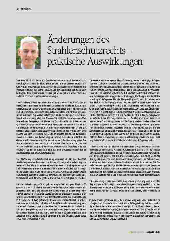 Vorschauseite 1: Änderungen des Strahlenschutzrechts – praktische Auswirkungen