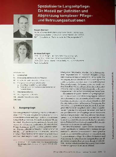 Vorschauseite 1: Spezialisierte Langzeitpflege: Ein Modell zur Definition und Abgrenzung komplexer Pflegeund Betreuungssituationen