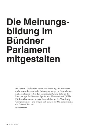 Vorschauseite 1: Die Meinungsbildung im Bündner Parlament mitgestalten